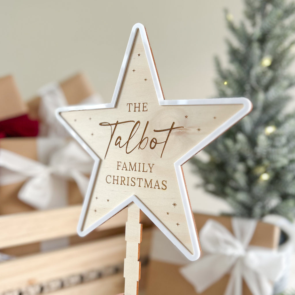 Personalised Christmas Tree Topper - Timber
