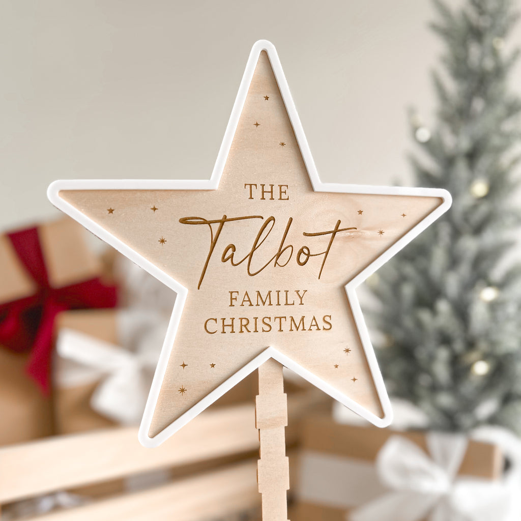 Personalised Christmas Tree Topper - Timber