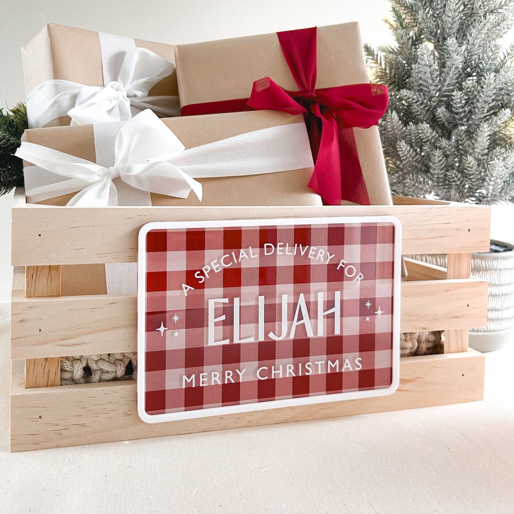 Christmas Crate PLAQUE ONLY - Gingham
