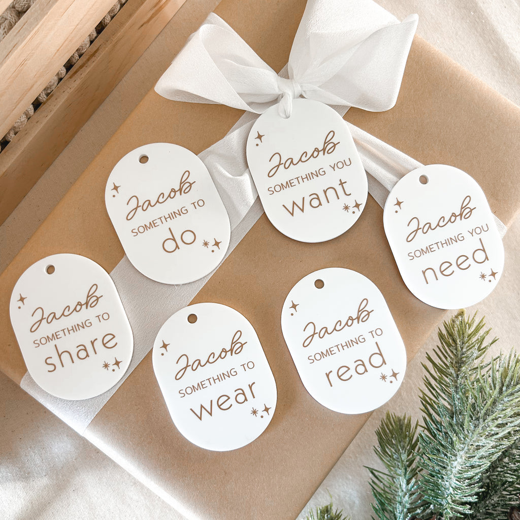 Set of 6 Mindful XMAS Gift Tags - White Luxe