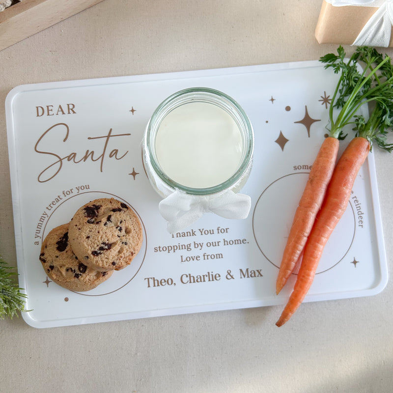 Personalised Santa Milk & Cookie Tray - Luxe White