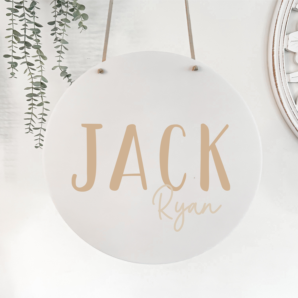 Personalised acrylic round name sign clay boho kids room decor name sign