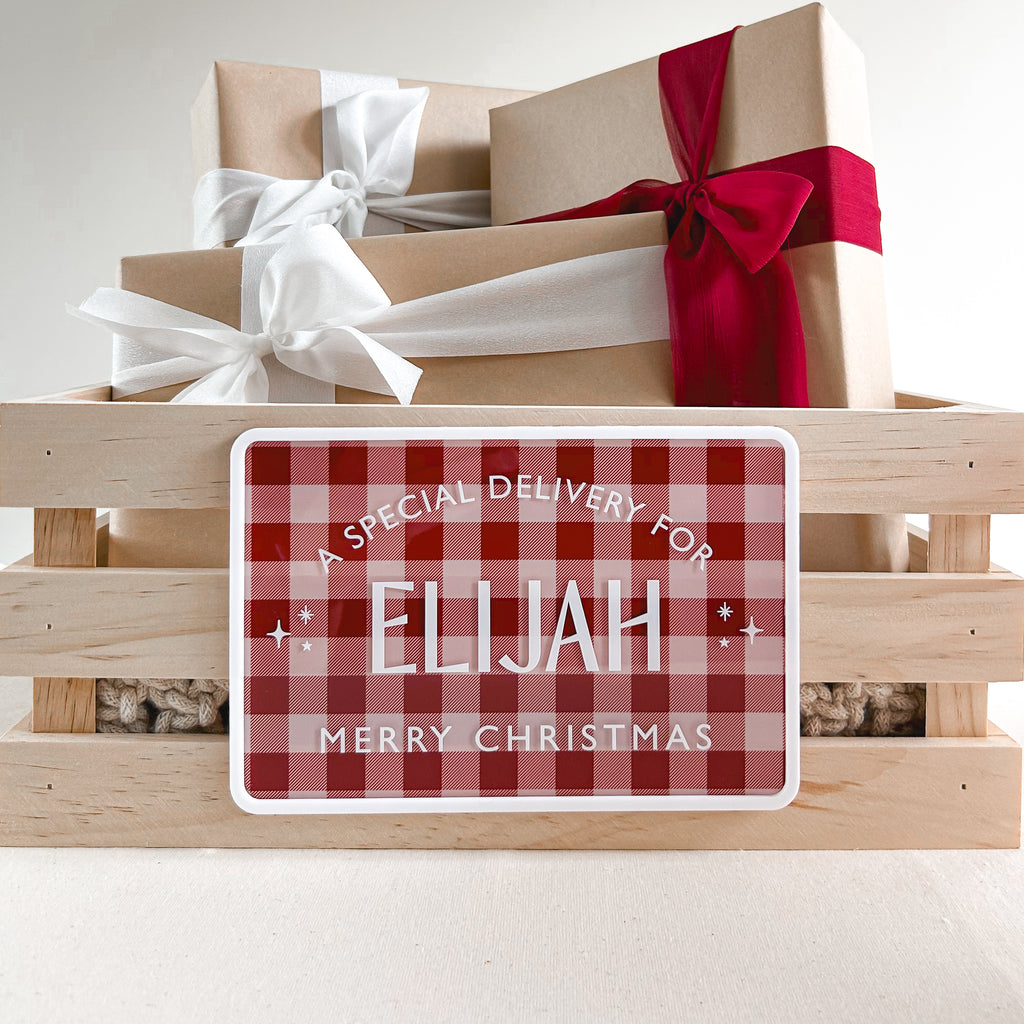 Christmas Crate PLAQUE ONLY - Gingham