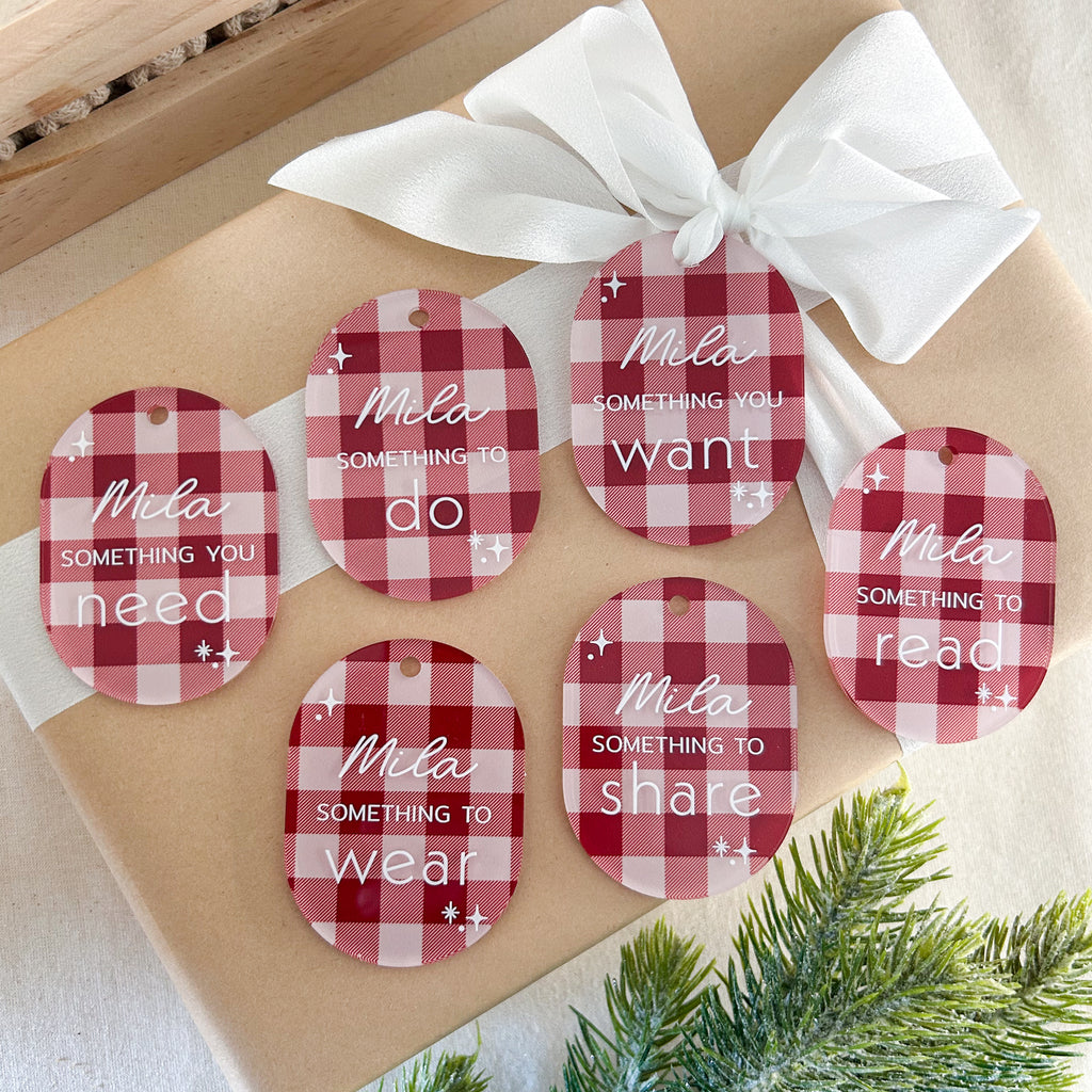 Set of 6 Mindful XMAS Gift Tags - Gingham