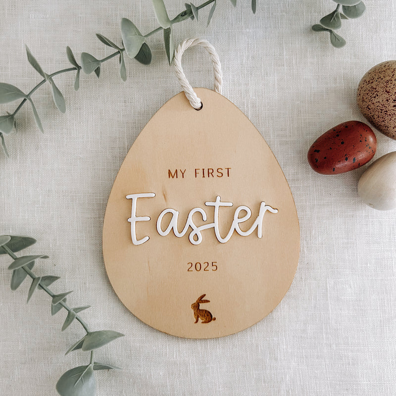 My first Easter egg engraved wooden gift 