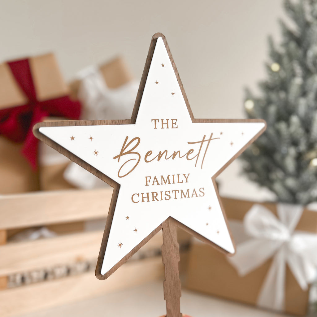 Personalised Christmas Tree Topper - White Luxe