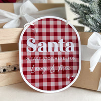 Santa STOP Here Sign - Gingham