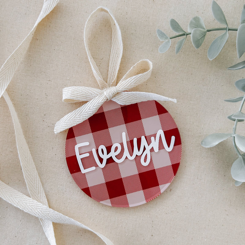 Personalised Luxury Provincial personalised christmas ornaments with name and gingham design