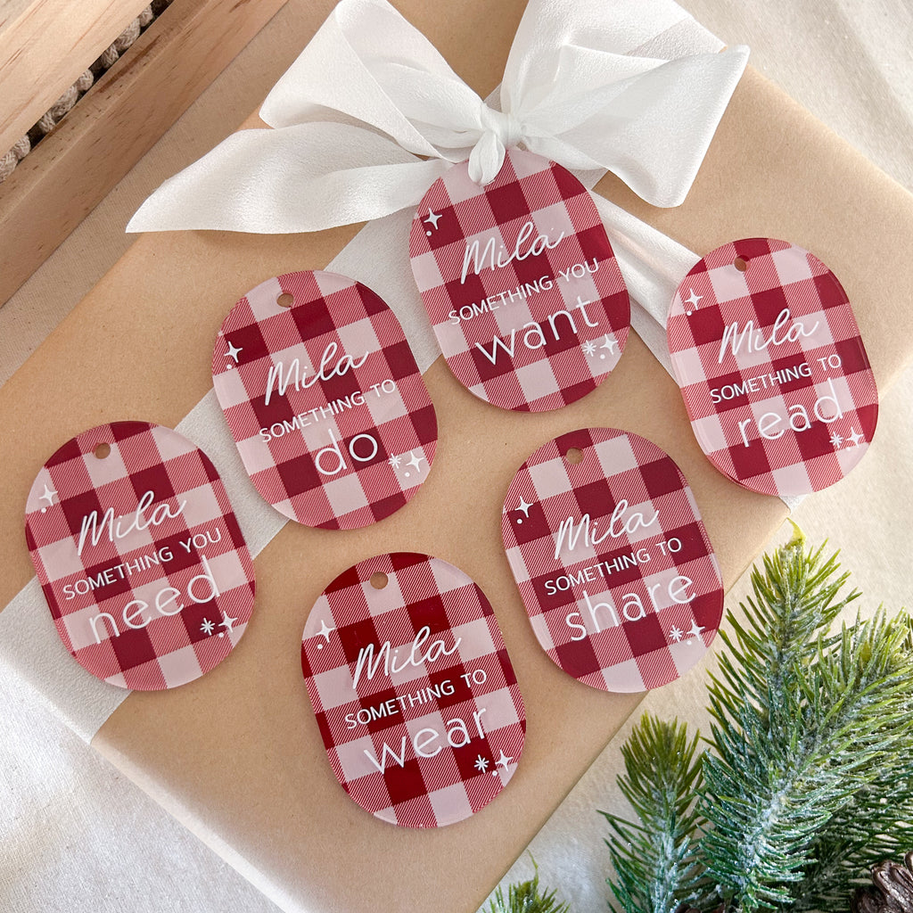 Set of 6 Mindful XMAS Gift Tags - Gingham
