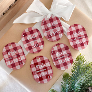 Set of 6 Mindful XMAS Gift Tags - Gingham