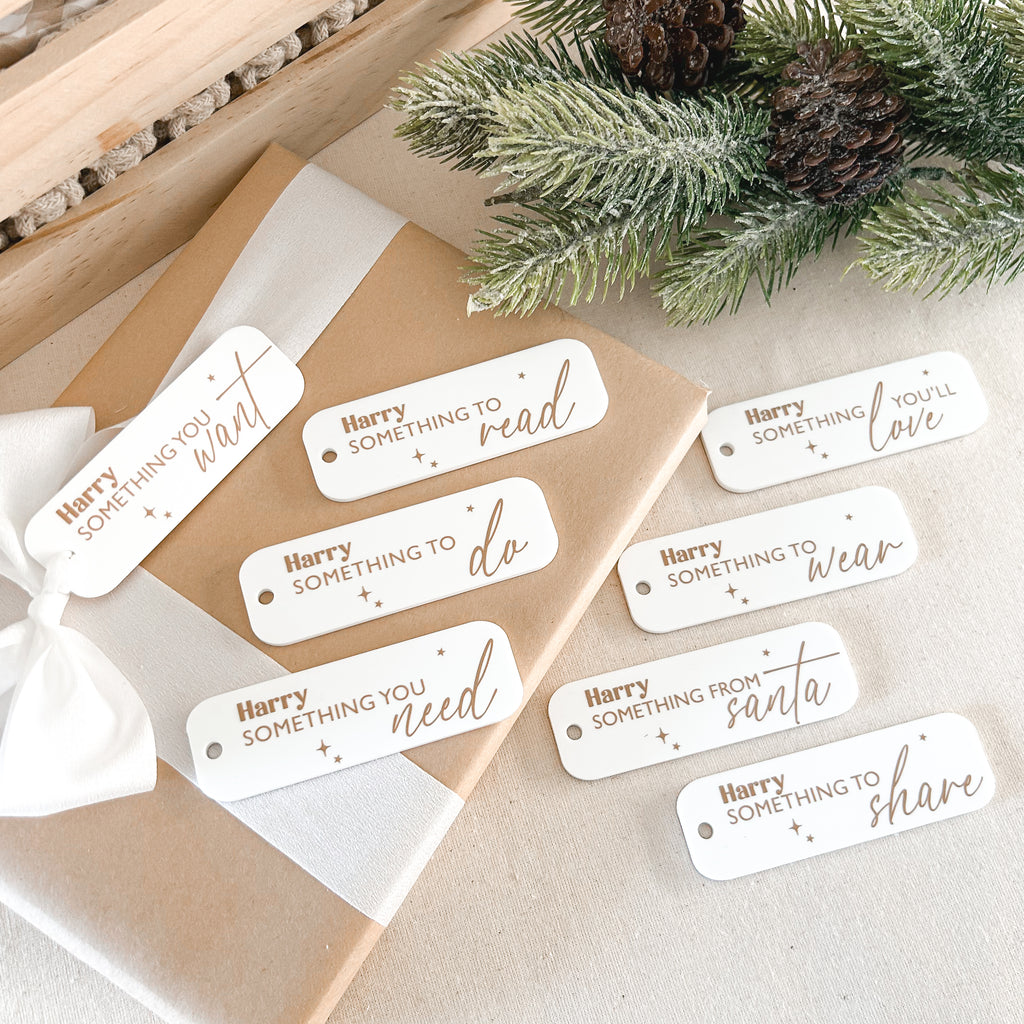 Set of 8 Mindful XMAS Gift Tags - White Luxe