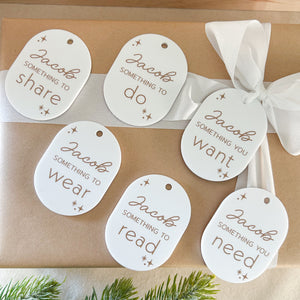 Set of 6 Mindful XMAS Gift Tags - White Luxe