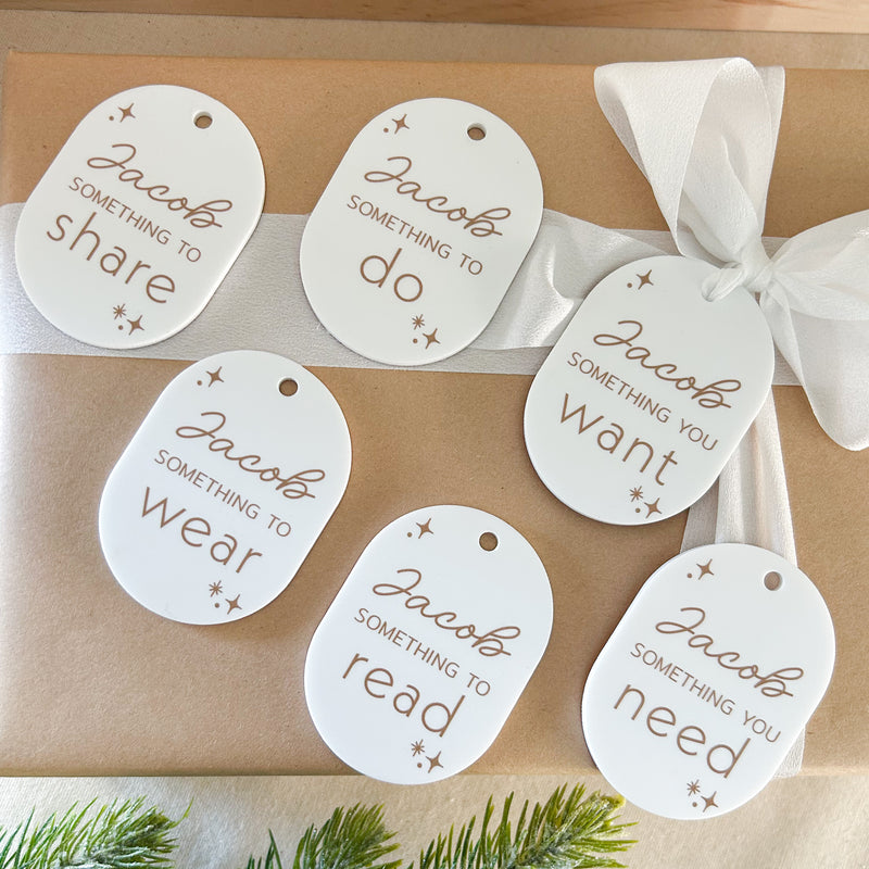 Set of 6 Mindful XMAS Gift Tags - White Luxe