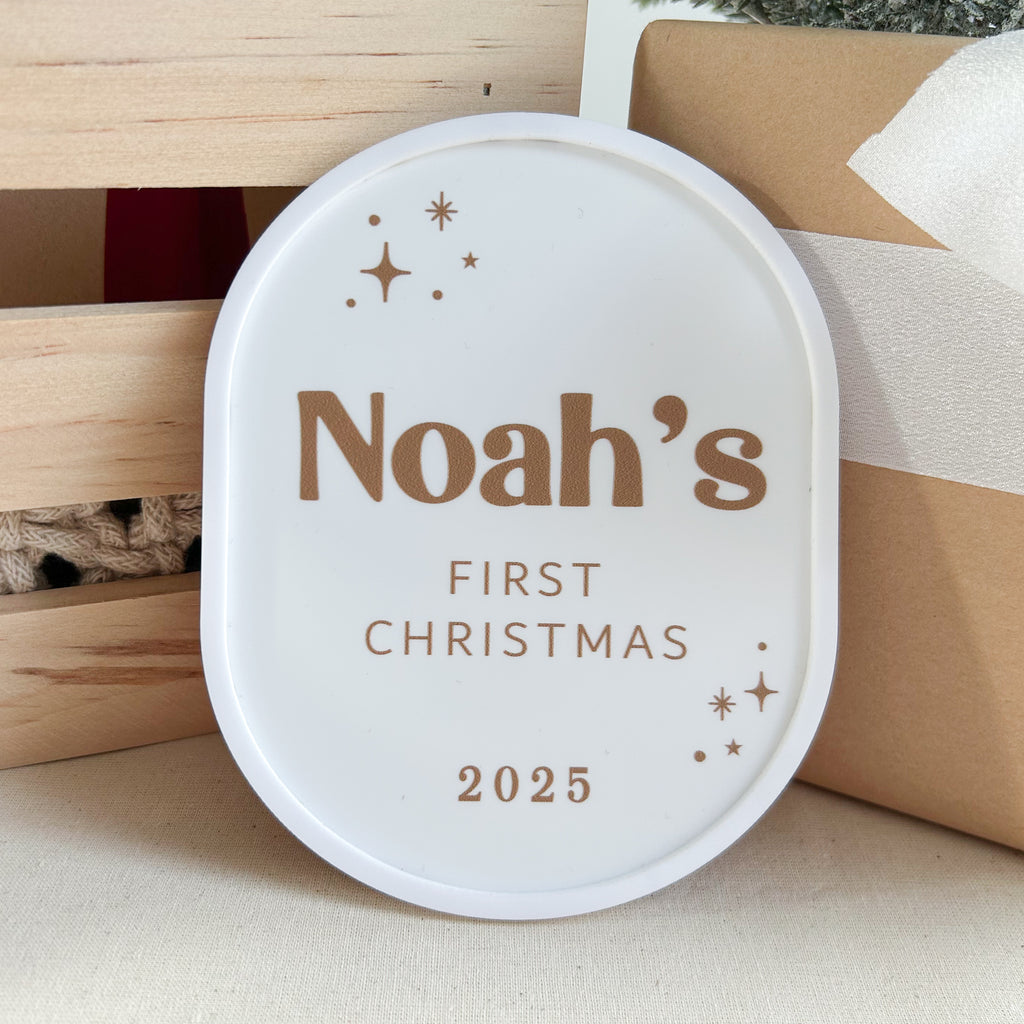 My FIRST Christmas Plaque - White Luxe