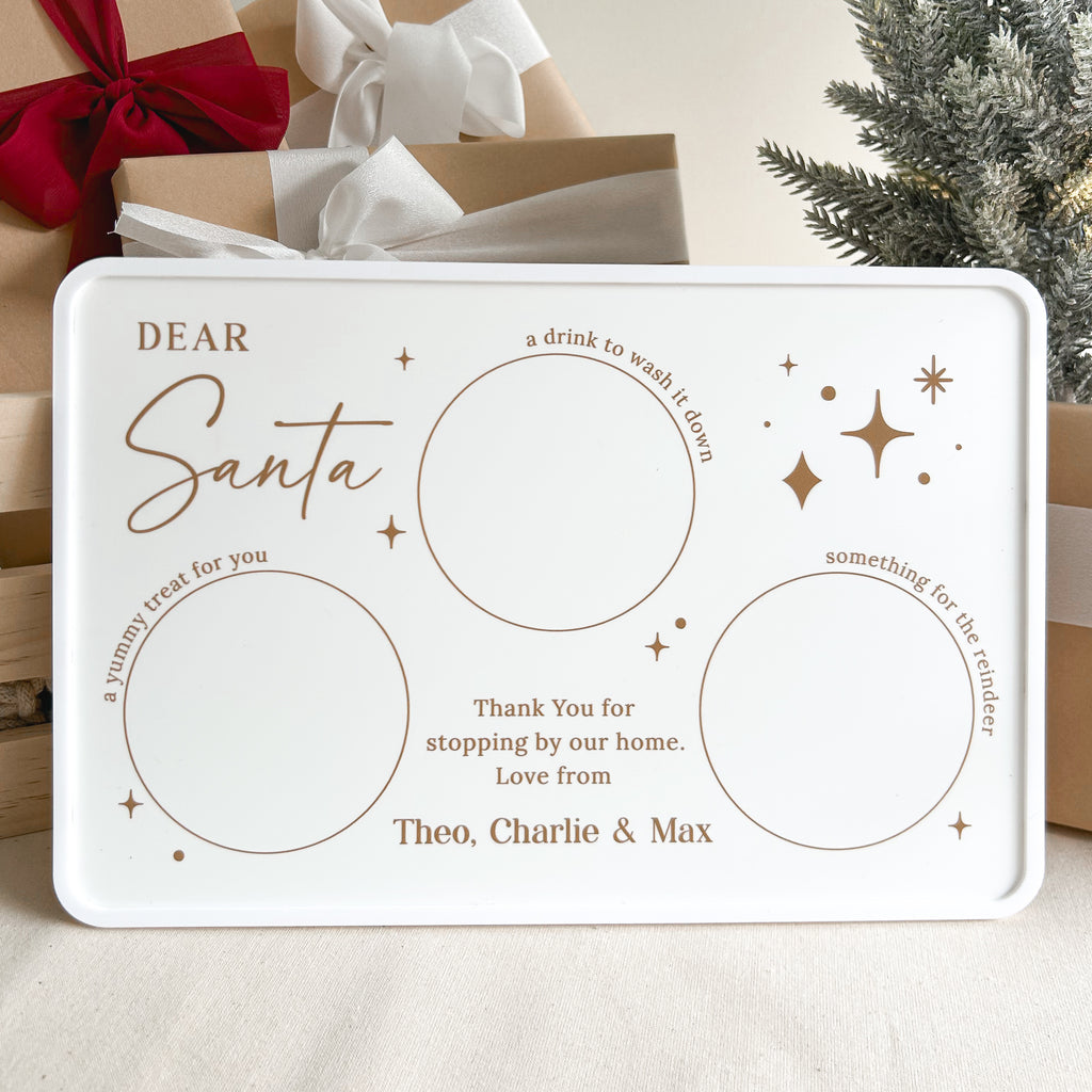 Personalised Santa Milk & Cookie Tray - Luxe White