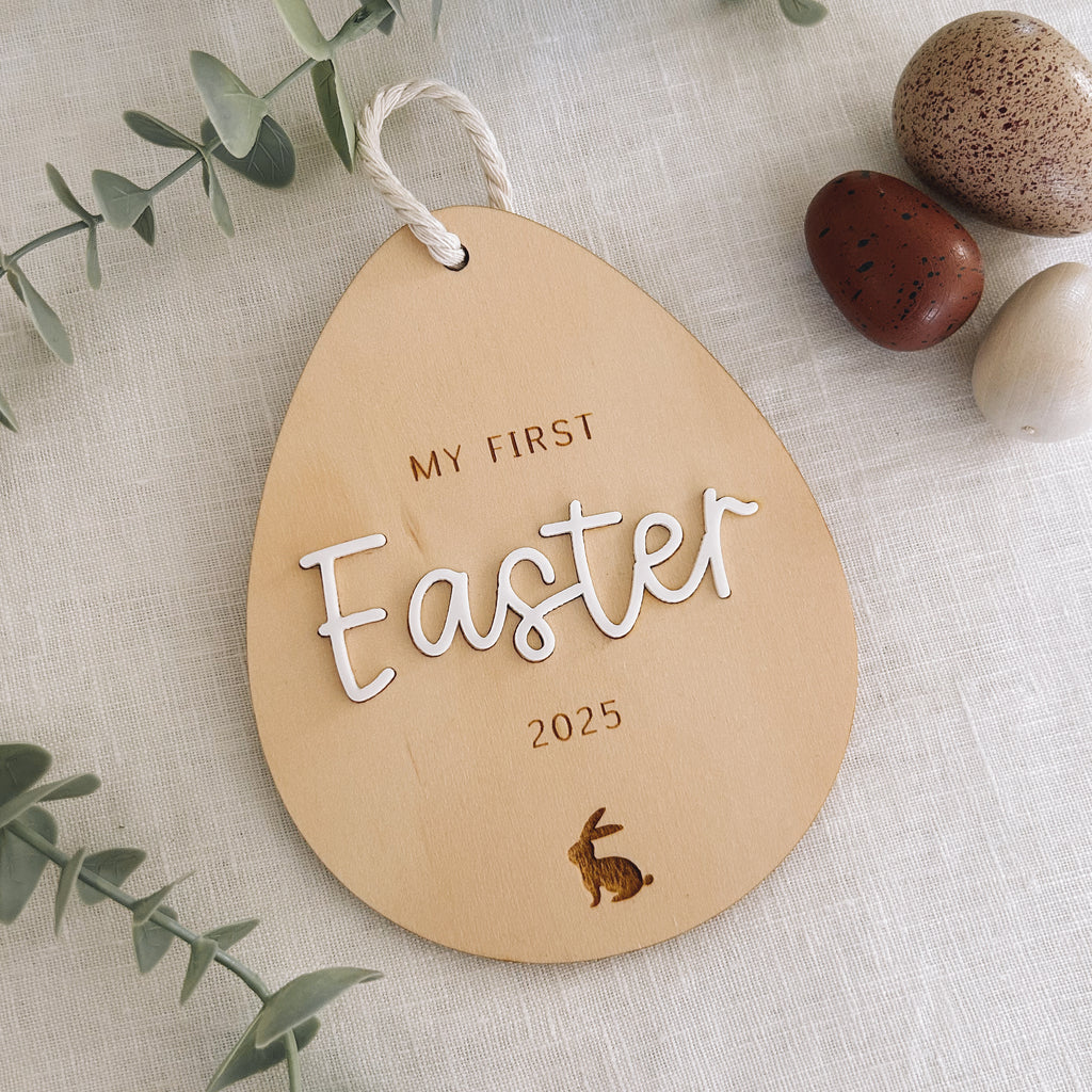 My first Easter egg engraved wooden gift 