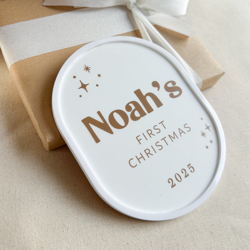 My FIRST Christmas Plaque - White Luxe