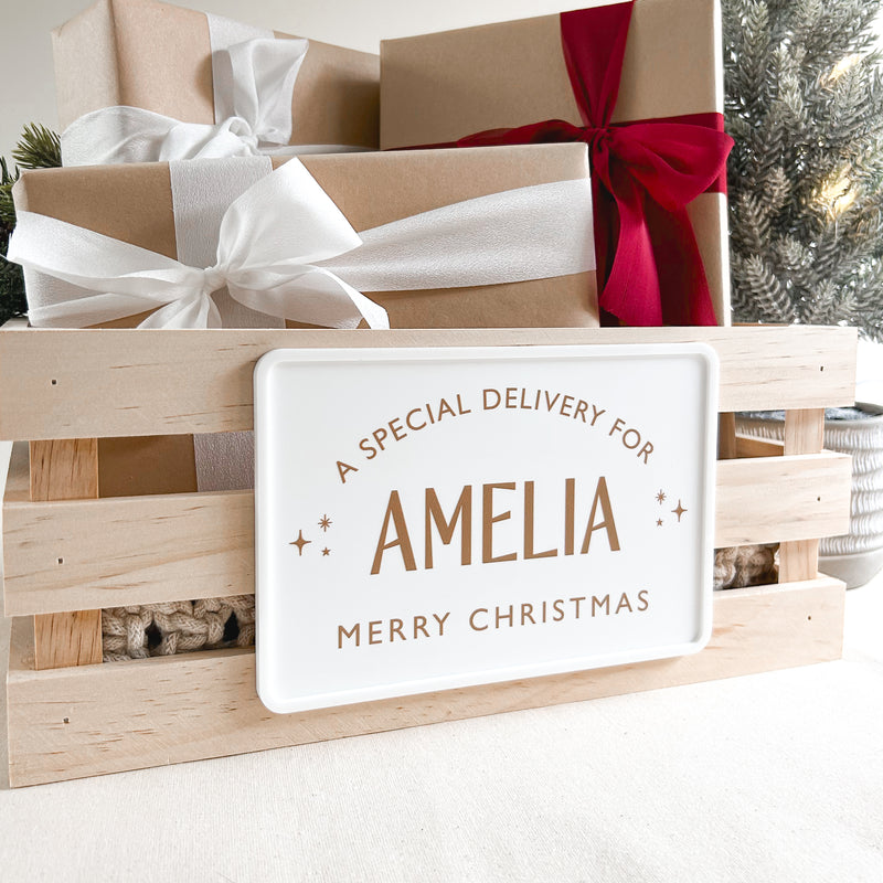 Christmas Crate PLAQUE ONLY - White Luxe