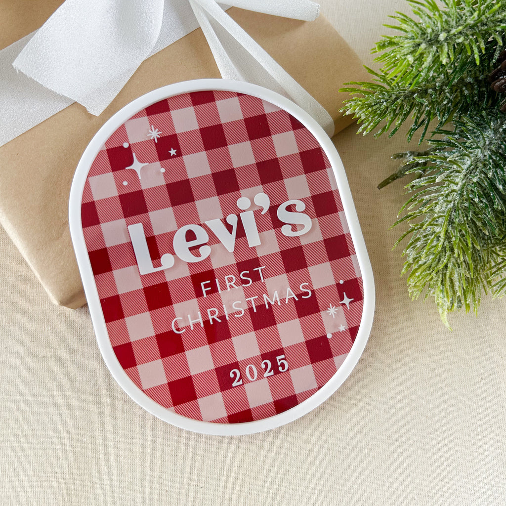 My FIRST Christmas Plaque - Gingham