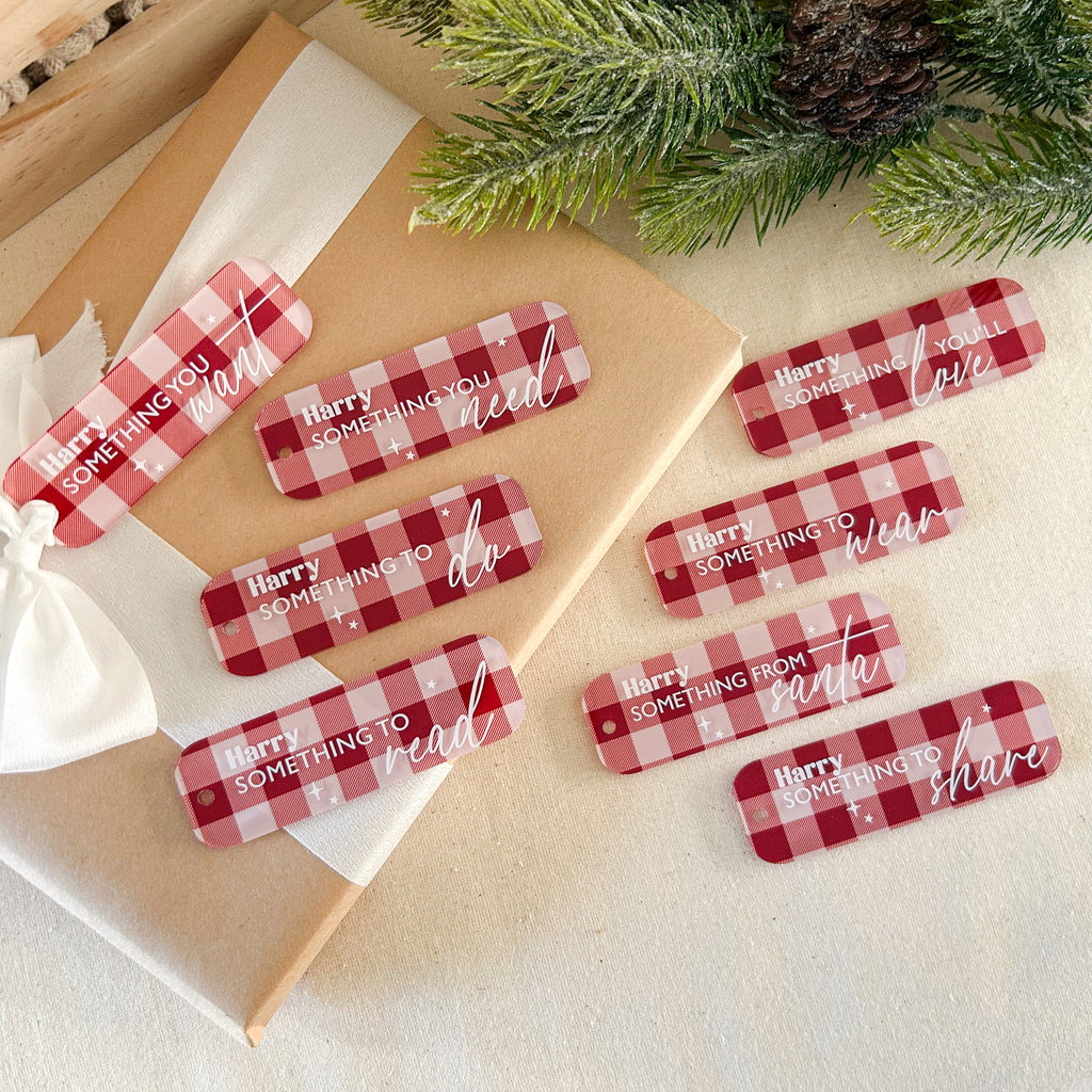 Set of 8 Mindful XMAS Gift Tags - Gingham