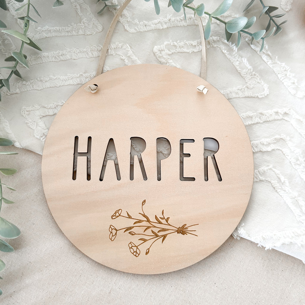 Round Door Plaque - Bouquet design