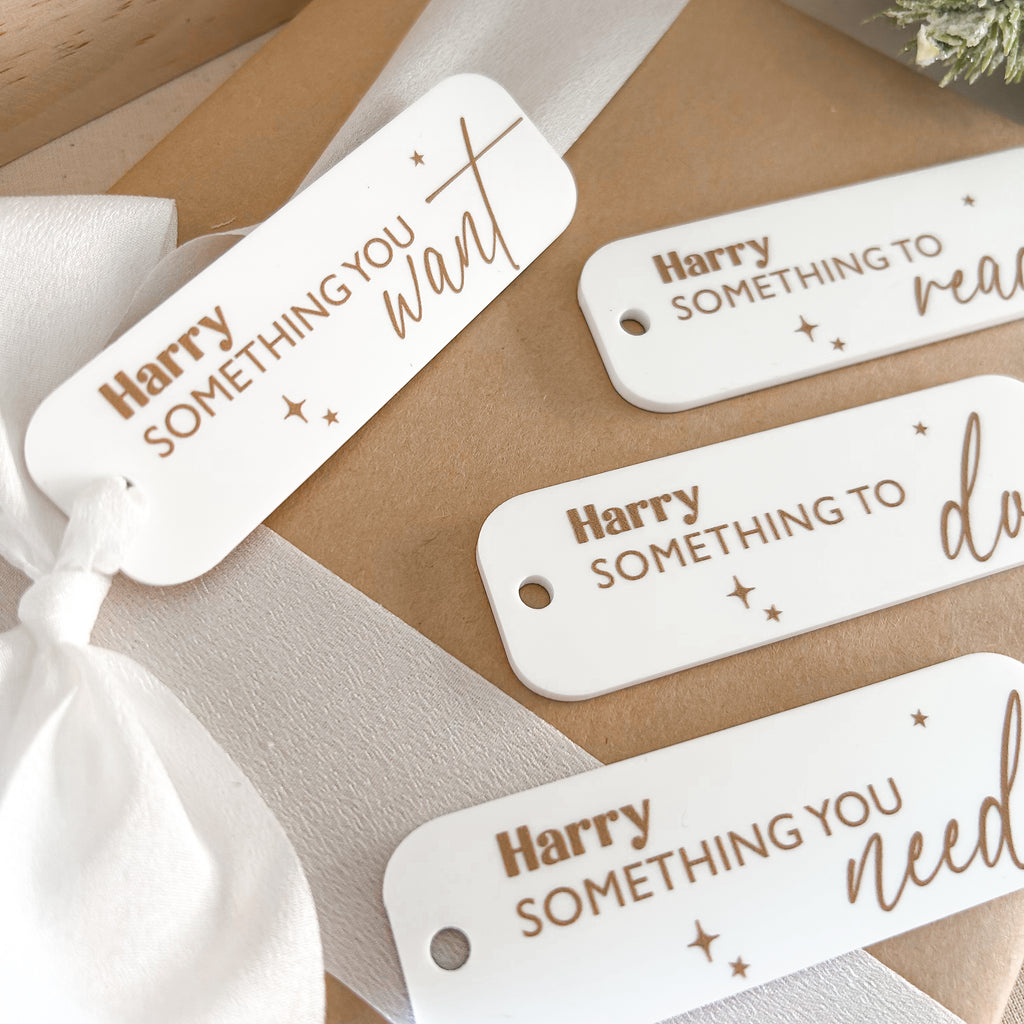 Set of 8 Mindful XMAS Gift Tags - White Luxe