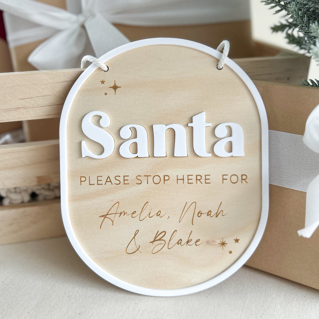 Santa STOP Here Sign - Timber