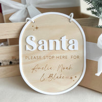 Santa STOP Here Sign - Timber
