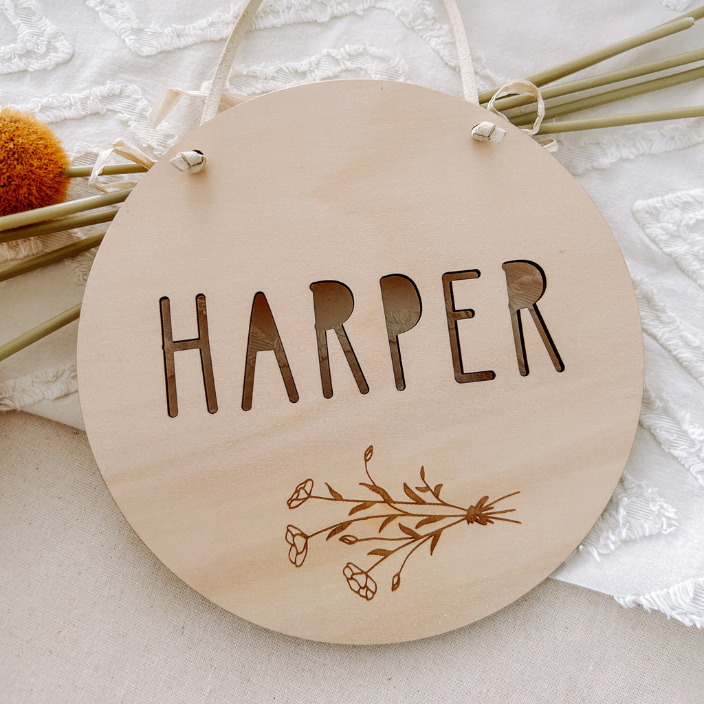 Round Door Plaque - Bouquet design