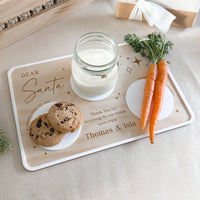 Personalised Santa Milk & Cookie Tray - Timber
