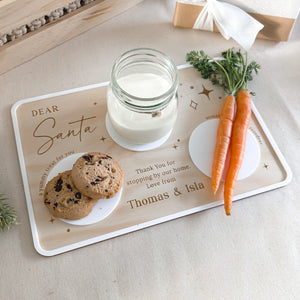 Personalised Santa Milk & Cookie Tray - Timber