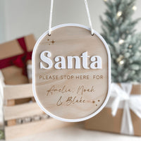 Santa STOP Here Sign - Timber