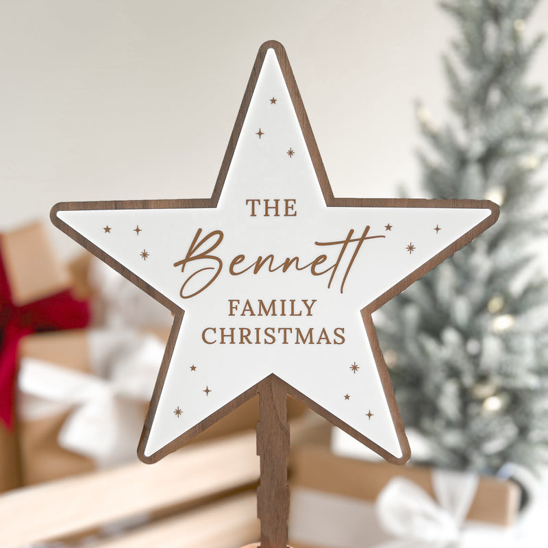 Personalised Christmas Tree Topper - White Luxe