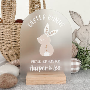 Personalised Easter Bunny stop hop here sign