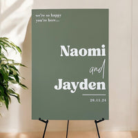 Wedding olive green rectangle wedding welcome sign double layer 3d acrylic