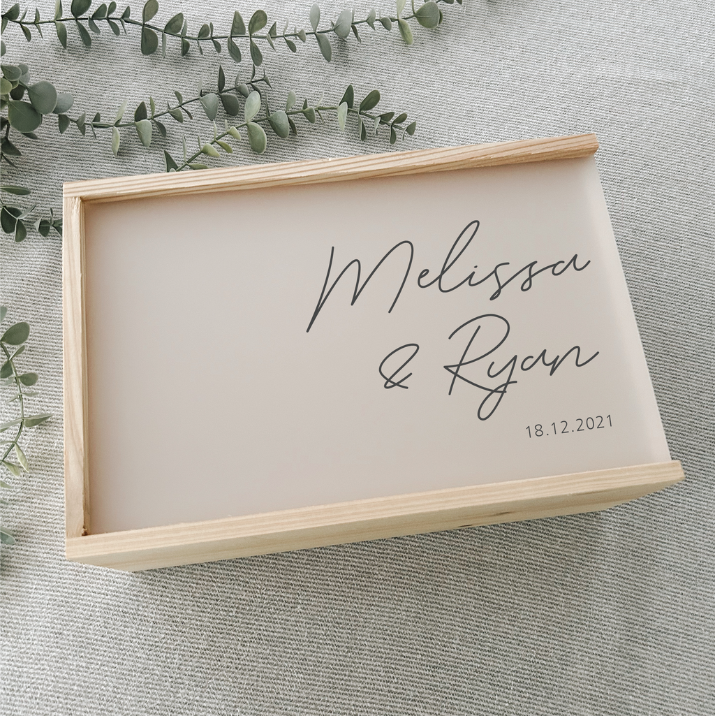 Personalised wedding couples anniversary wooden keepsake box