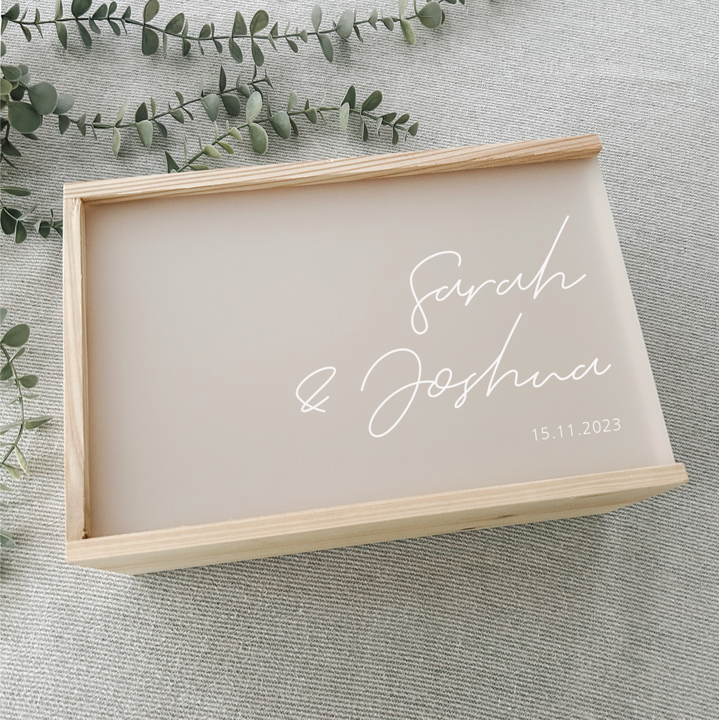 Personalised wedding couples anniversary wooden keepsake box