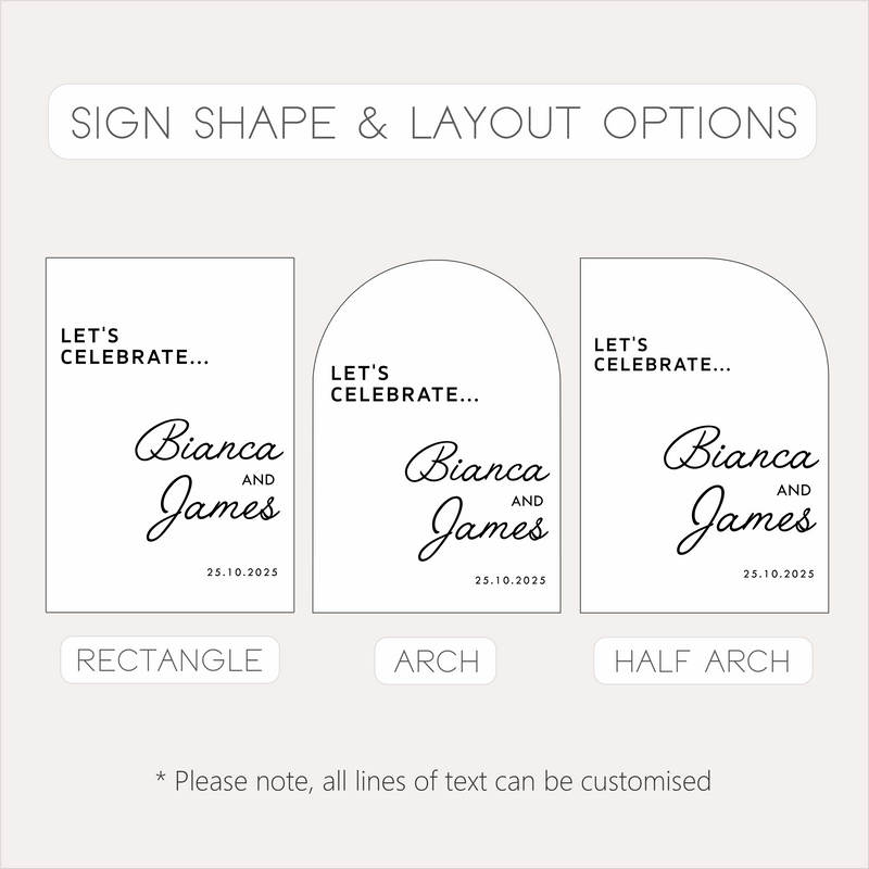 A1 Wedding Sign - LET'S CELEBRATE