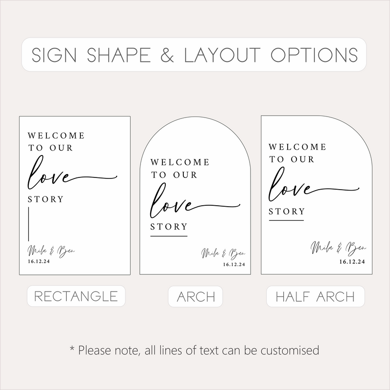 A1 Wedding Sign - LOVE STORY