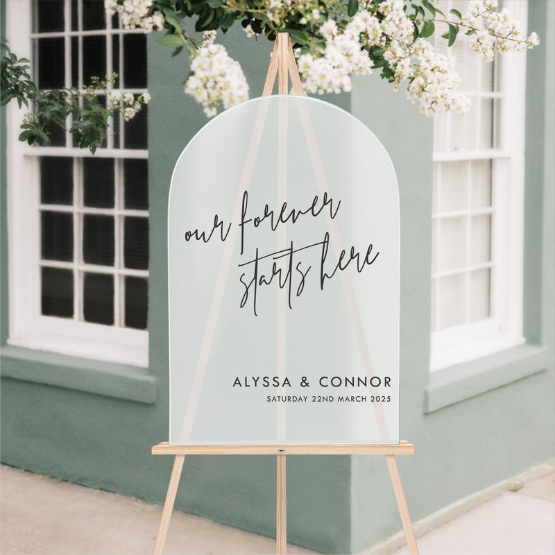 Frosted acrylic arch wedding welcome sign