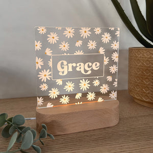 kids personalised night light night lamp with name daisy retro design