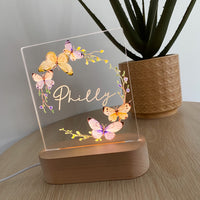 butterfly wreath nursery night light personalised lamp 