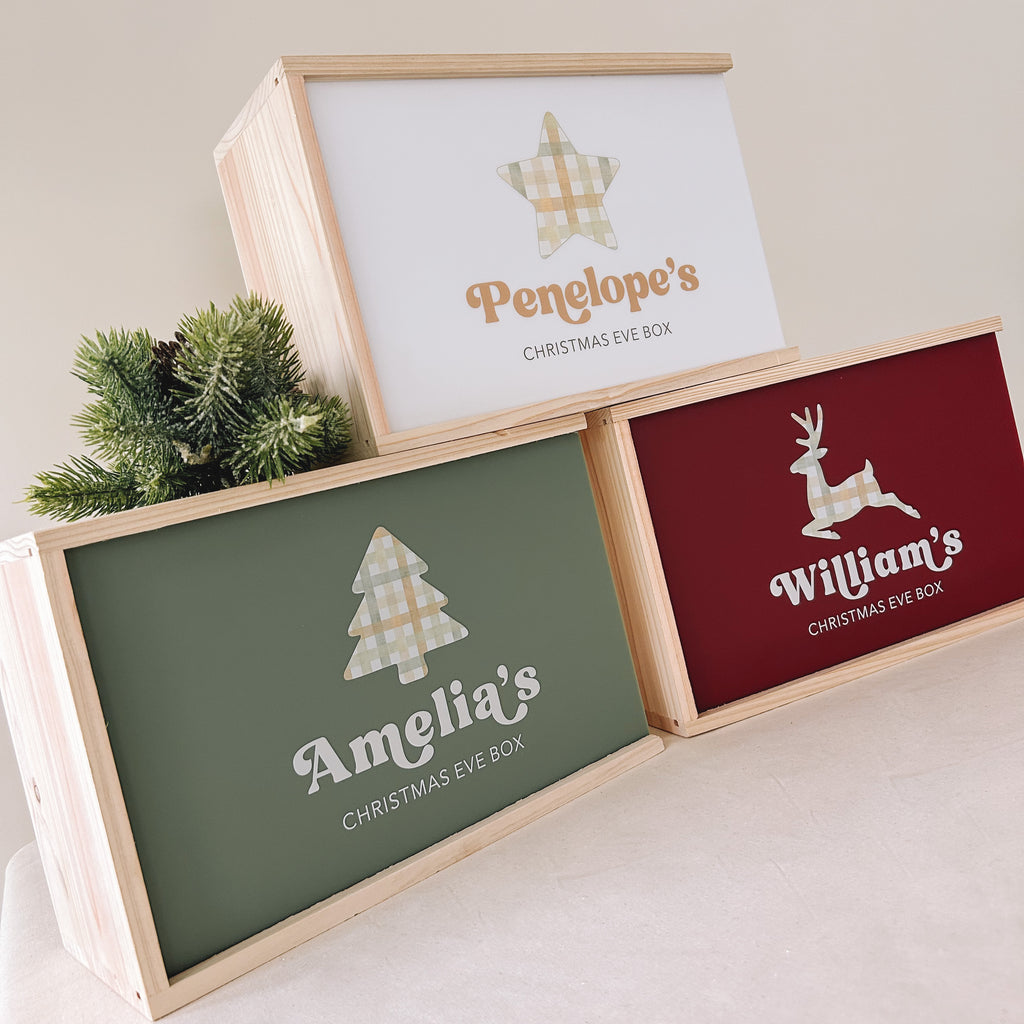 Personalised wooden christmas eve box