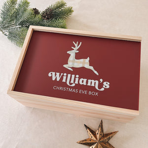 Personalised wooden christmas eve box red