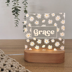 kids personalised night light night lamp with name daisy retro design