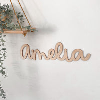 Personalised wooden script wall name plaques