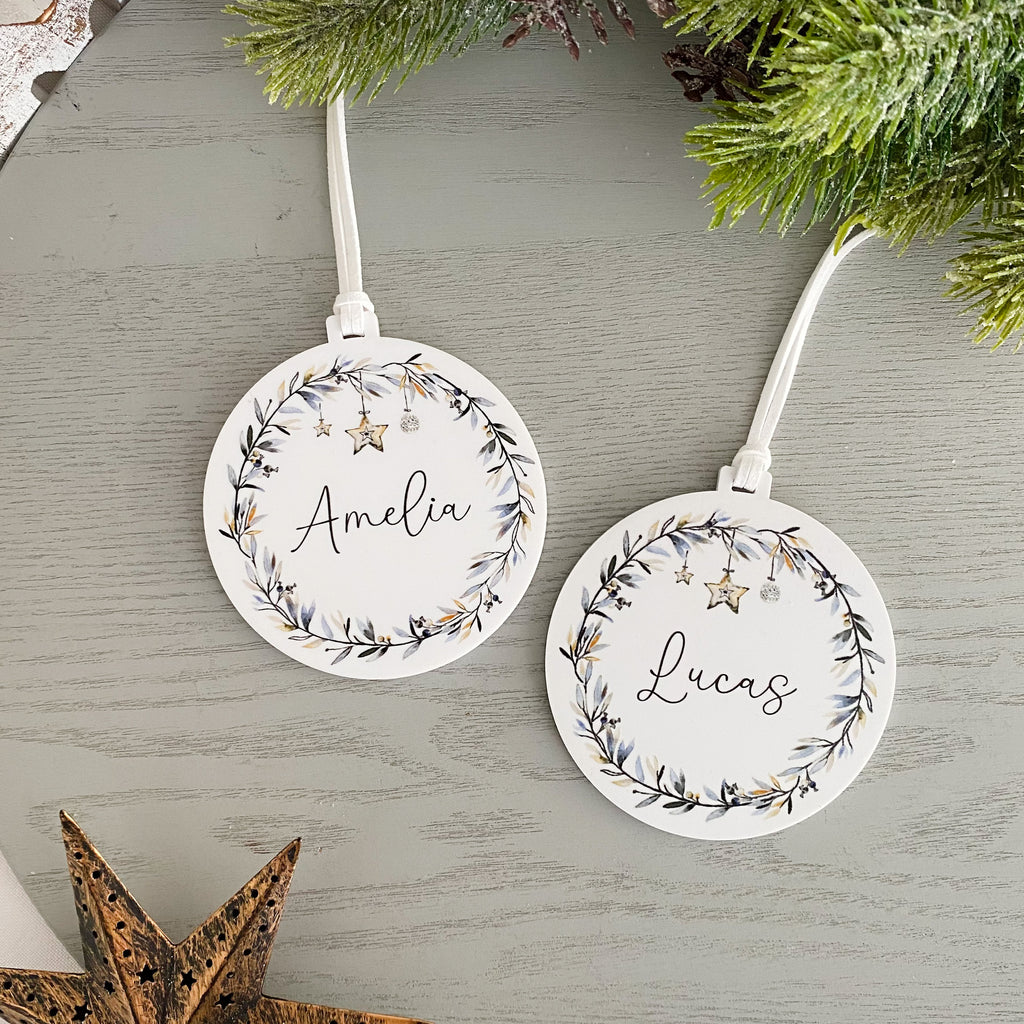 personalised Tree  name christmas bauble ornament wreath  family xmas