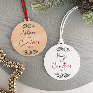 baby kids first Christmas personalised xmas tree bauble ornament