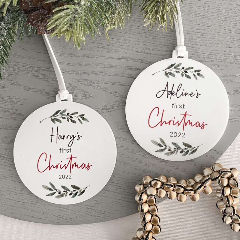 baby kids first Christmas personalised xmas tree bauble ornament