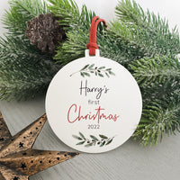 baby kids first Christmas personalised xmas tree bauble ornament